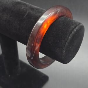 Brown Root Beer Marbled Bakelite Bangle Bracelet Vintage Plastic Costume Jewelry